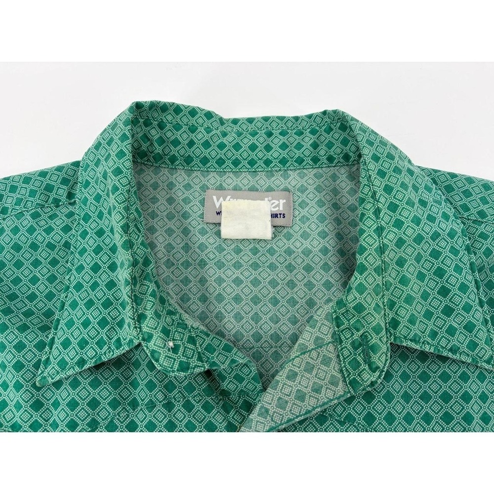 Wrangler Wrancher, Green Diamonds, Pearl Snaps SS Button Down, Sz 3XL S231 - Picture 8 of 8